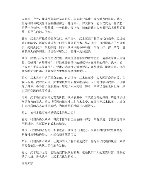 武术魅力演讲稿范文高中