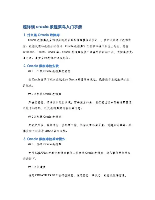 超详细oracle教程菜鸟入门手册