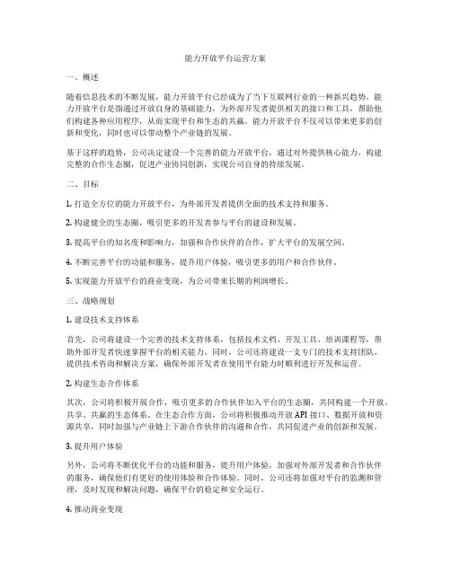 能力开放平台运营方案