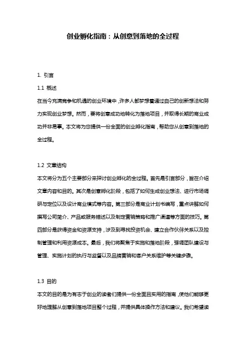 创业孵化指南：从创意到落地的全过程