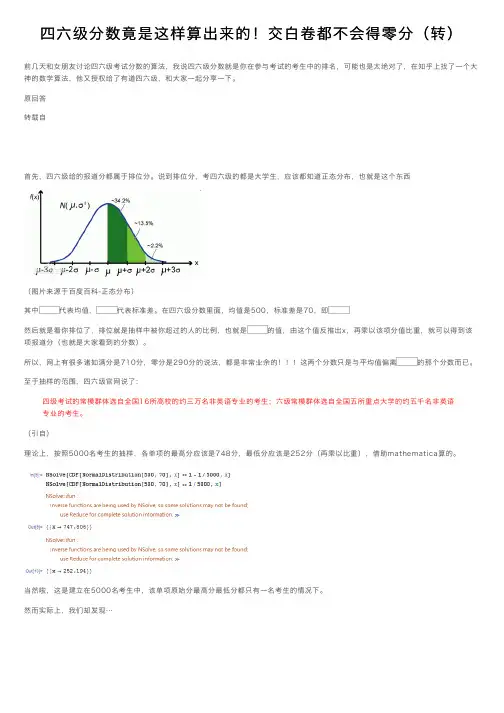 四六级分数竟是这样算出来的！交白卷都不会得零分（转）