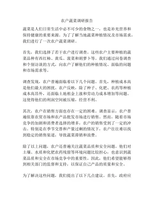 农户蔬菜调研报告