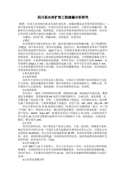 四川某水库扩容工程渗漏分析研究