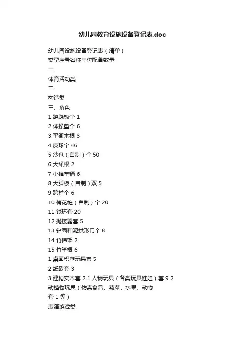 幼儿园教育设施设备登记表.doc