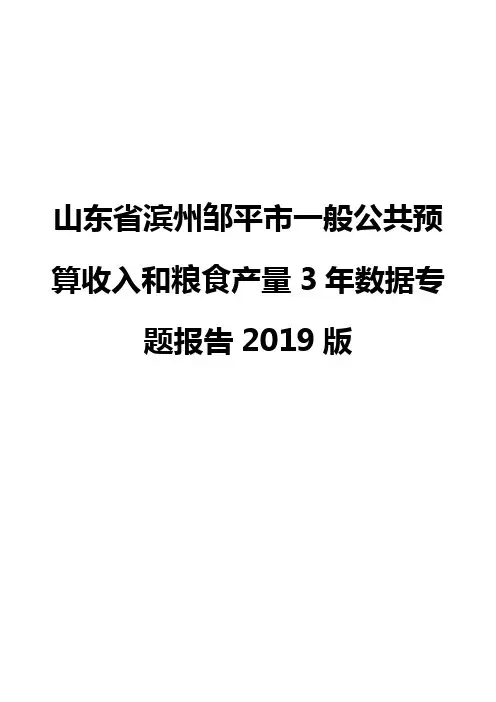 山东省滨州邹平市一般公共预算收入和粮食产量3年数据专题报告2019版
