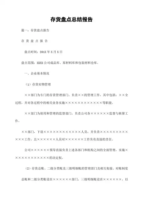 存货盘点总结报告
