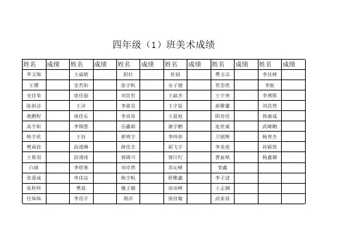 四年级美术成绩表