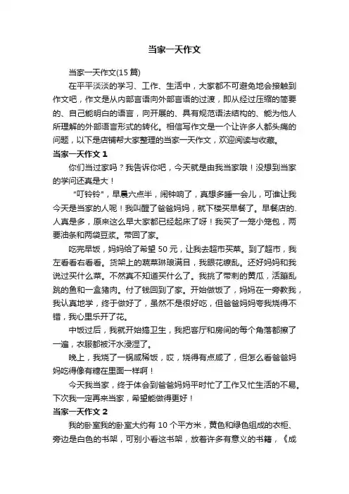 当家一天作文