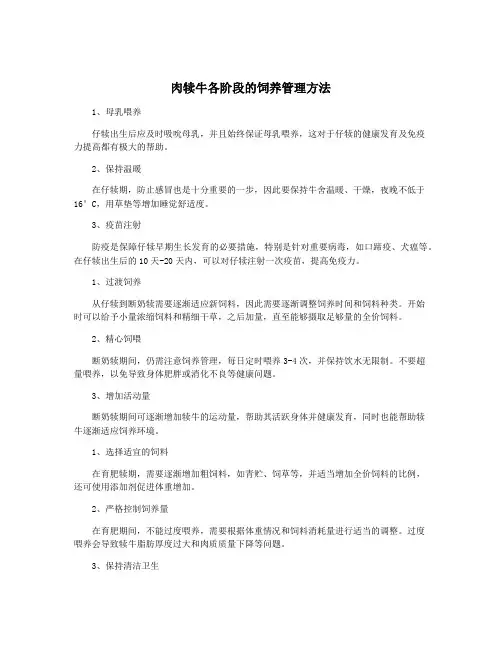 肉犊牛各阶段的饲养管理方法