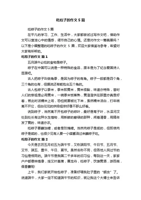 吃粽子的作文5篇