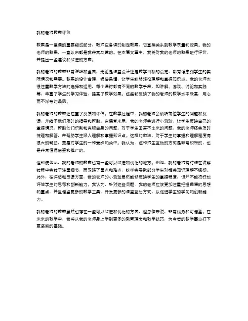 《我的老师》教案评价