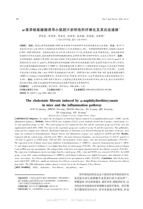 α-荼异硫氰酸酯诱导小鼠胆汁淤积性肝纤维化及其炎症通路