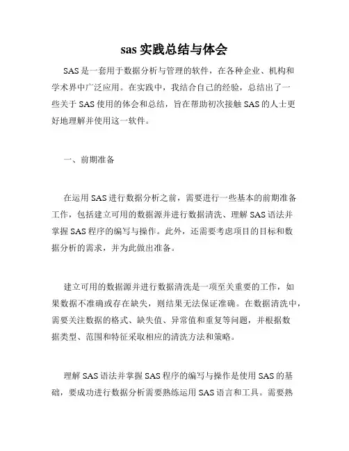 sas实践总结与体会