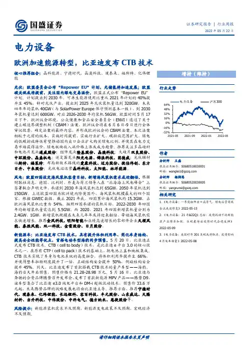 电力设备行业周报：欧洲加速能源转型，比亚迪发布CTB技术