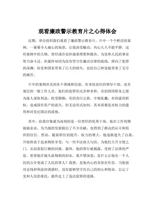 观看廉政警示教育片之心得体会
