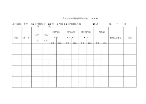 气体检测结果记录表