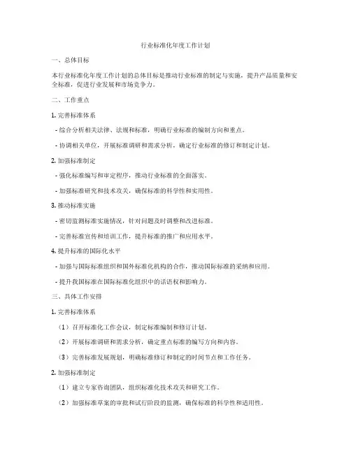行业标准化年度工作计划