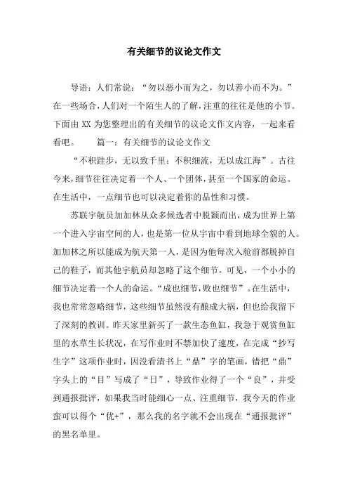 有关细节的议论文作文
