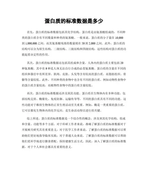 蛋白质的标准数据是多少