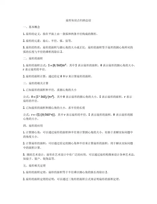 扇形知识点归纳总结