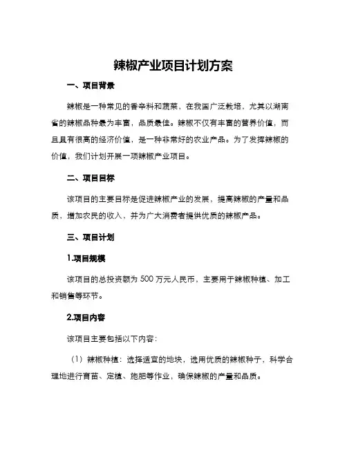 辣椒产业项目计划方案