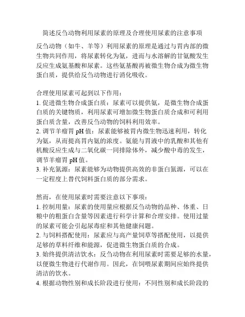 简述反刍动物利用尿素的原理及合理使用尿素的注意事项