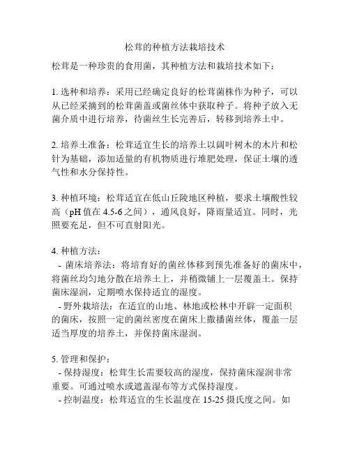 松茸的种植方法栽培技术