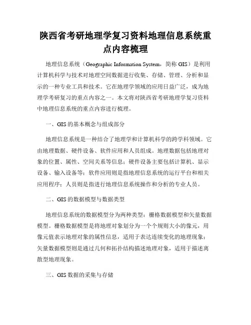 陕西省考研地理学复习资料地理信息系统重点内容梳理