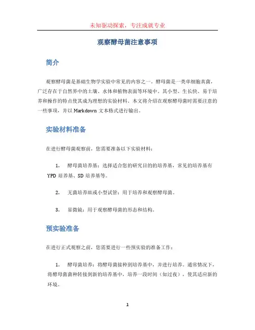 观察酵母菌注意事项