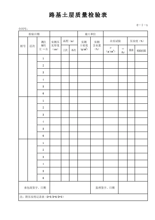 公路工程施工资料C类表格