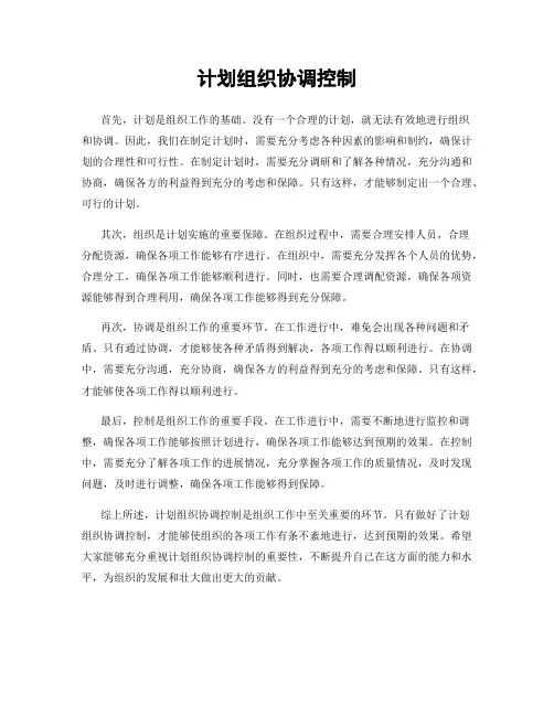 计划组织协调控制