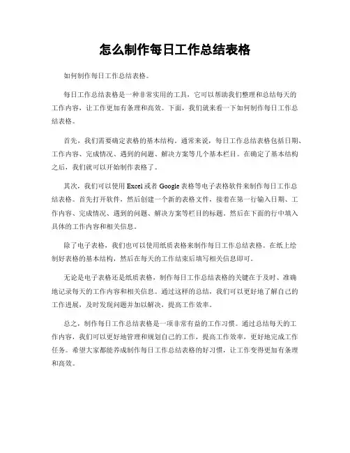 怎么制作每日工作总结表格