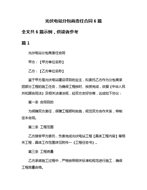 光伏电站分包商责任合同6篇