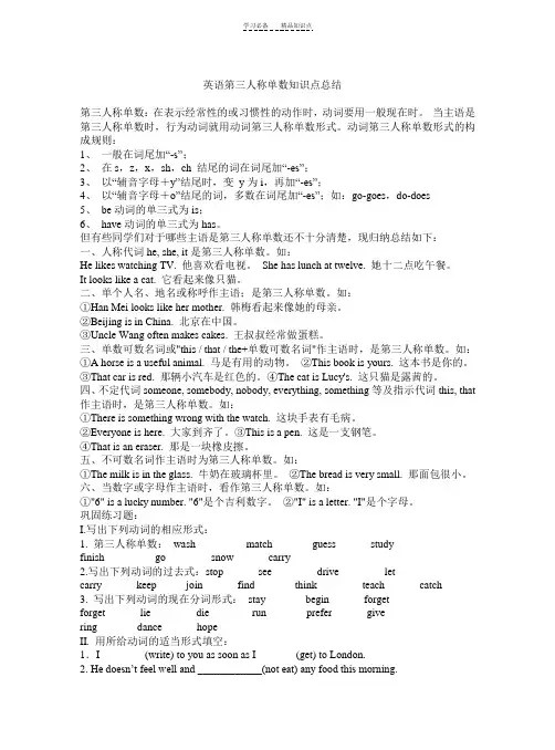 英语第三人称单数知识点总结