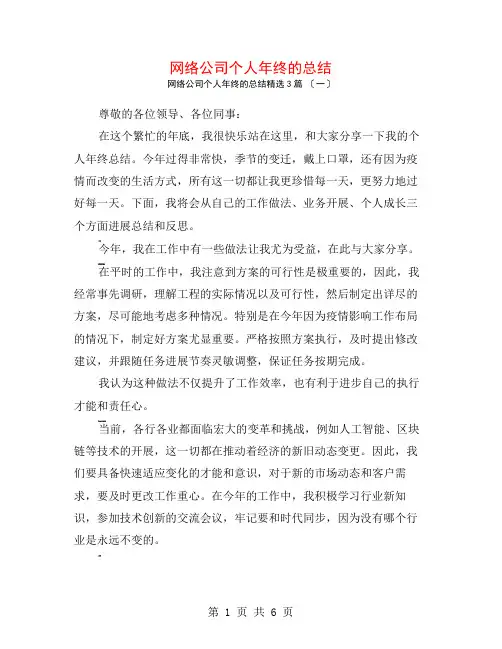 网络公司个人年终的总结3篇