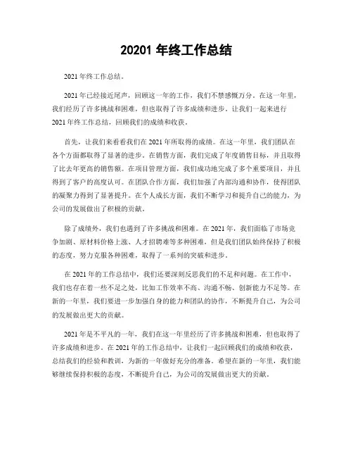 20201年终工作总结