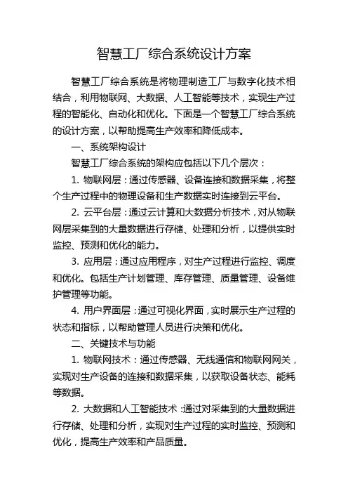智慧工厂综合系统设计方案