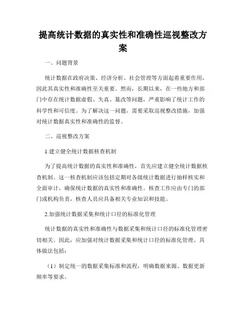 提高统计数据的真实性和准确性巡视整改方案