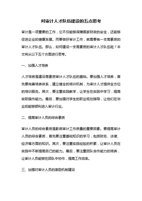 对审计人才队伍建设的五点思考