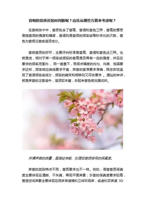 音响的音质该如何判断呢？应该从哪些方面来考虑呢？