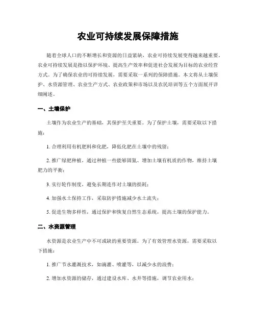 农业可持续发展保障措施