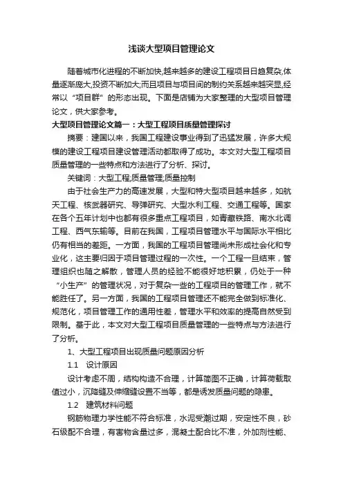 浅谈大型项目管理论文