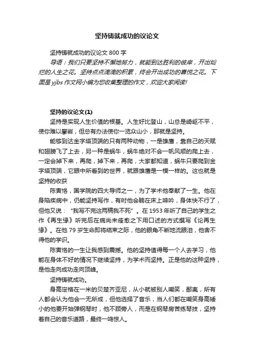 坚持铸就成功的议论文800字