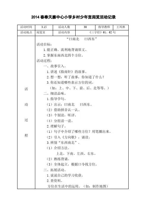 2014春少年宫阅览室活动记录