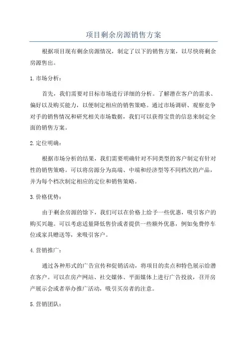 项目剩余房源销售方案