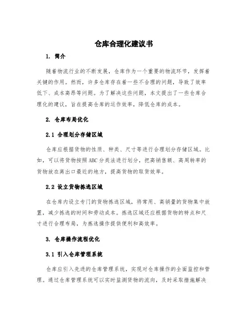 仓库合理化建议书