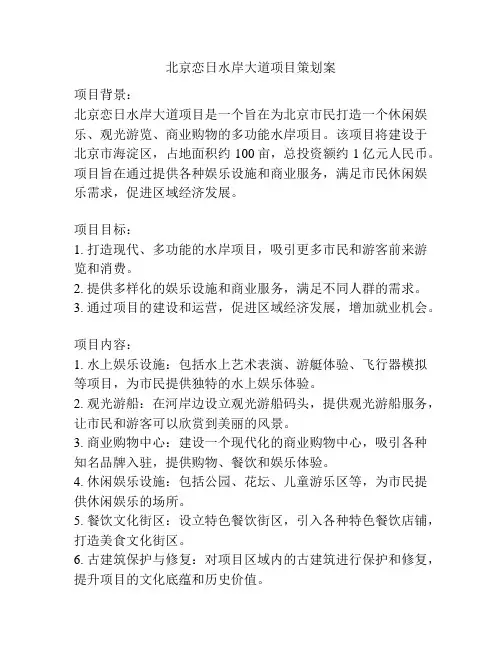 北京恋日水岸大道项目策划案