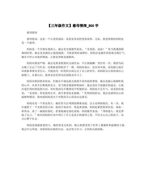 【三年级作文】慈母情深_800字