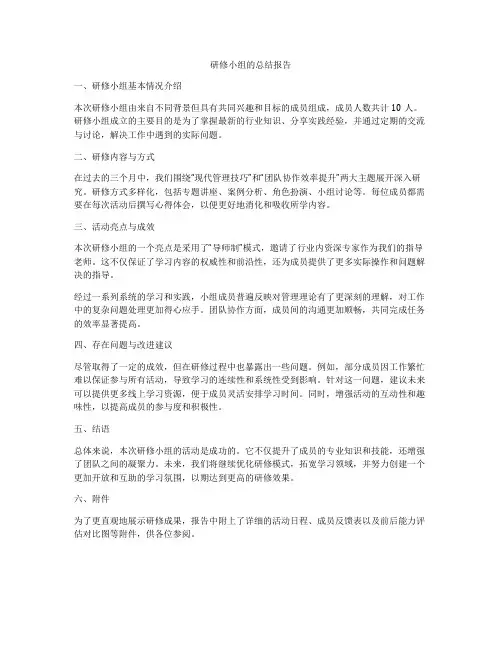 研修小组的总结报告