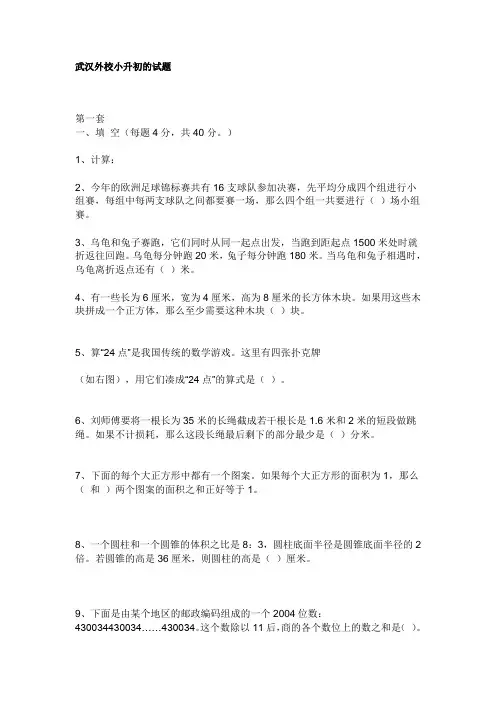 武汉外校小升初的试题 共(13页)
